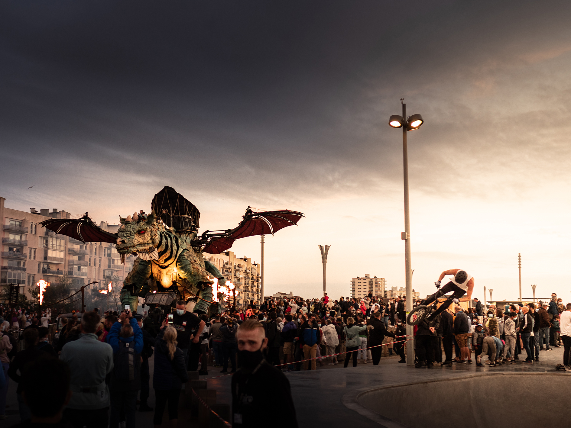 Le skate park et le dragon de calais