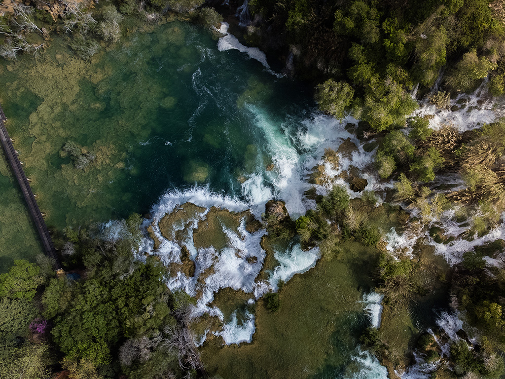 Vue drone krka parc national croatie