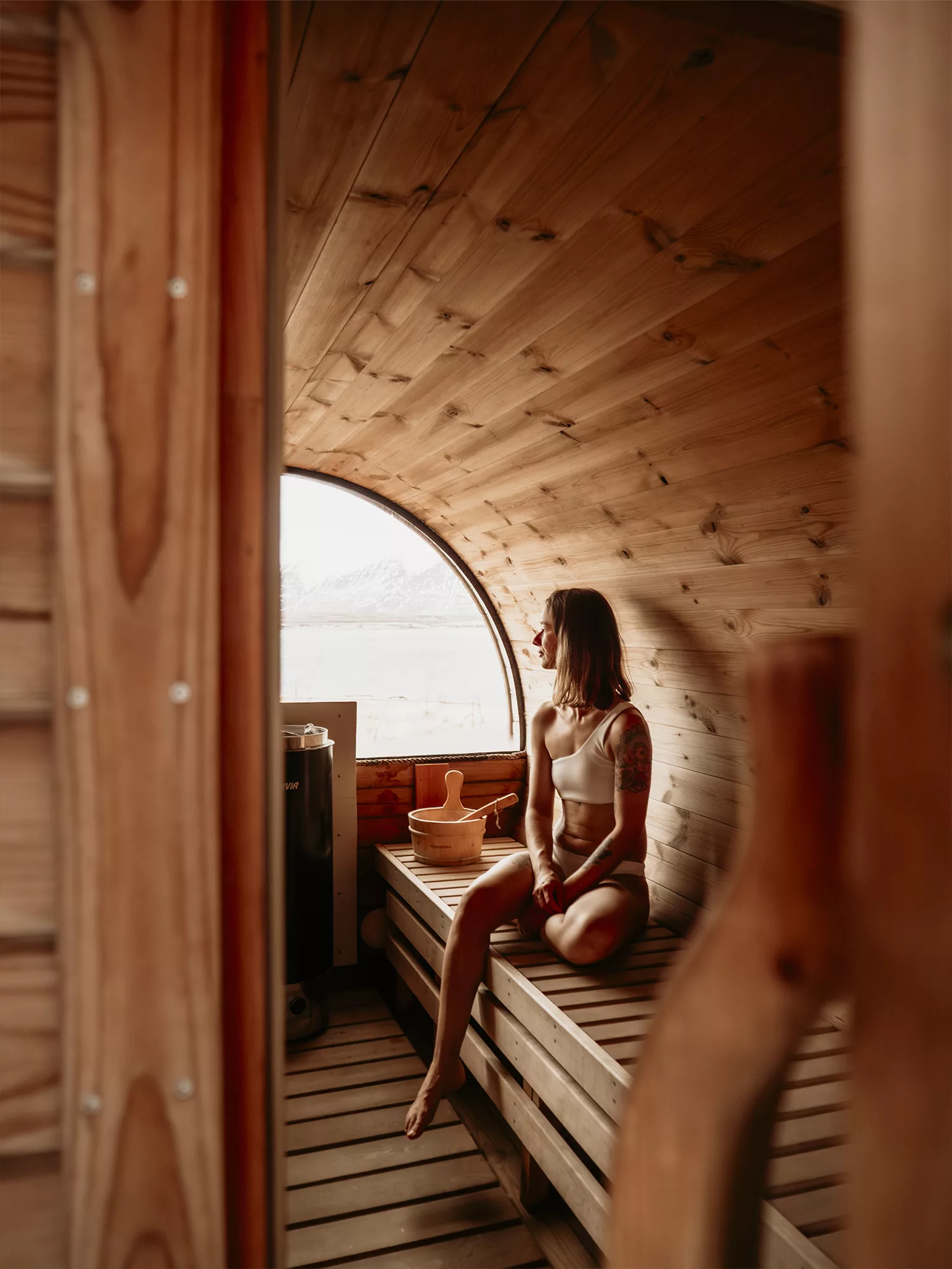 Nous profitons du sauna au helgafell retreat center